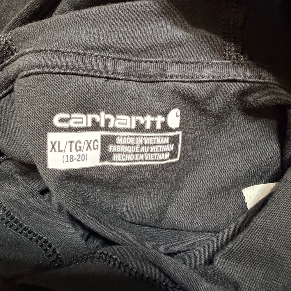 Carhartt Kids XL Black Long Sleeve Hooded Logo Graphic T-Shirt TK6438-B - Picture 4 of 6